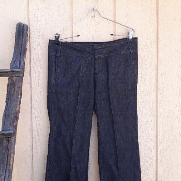 Apostrophe Jean Dark Wash Black Low Rise Flat Front Bootcut 2 Pocket Cotton Sz 6 - Picture 4 of 8